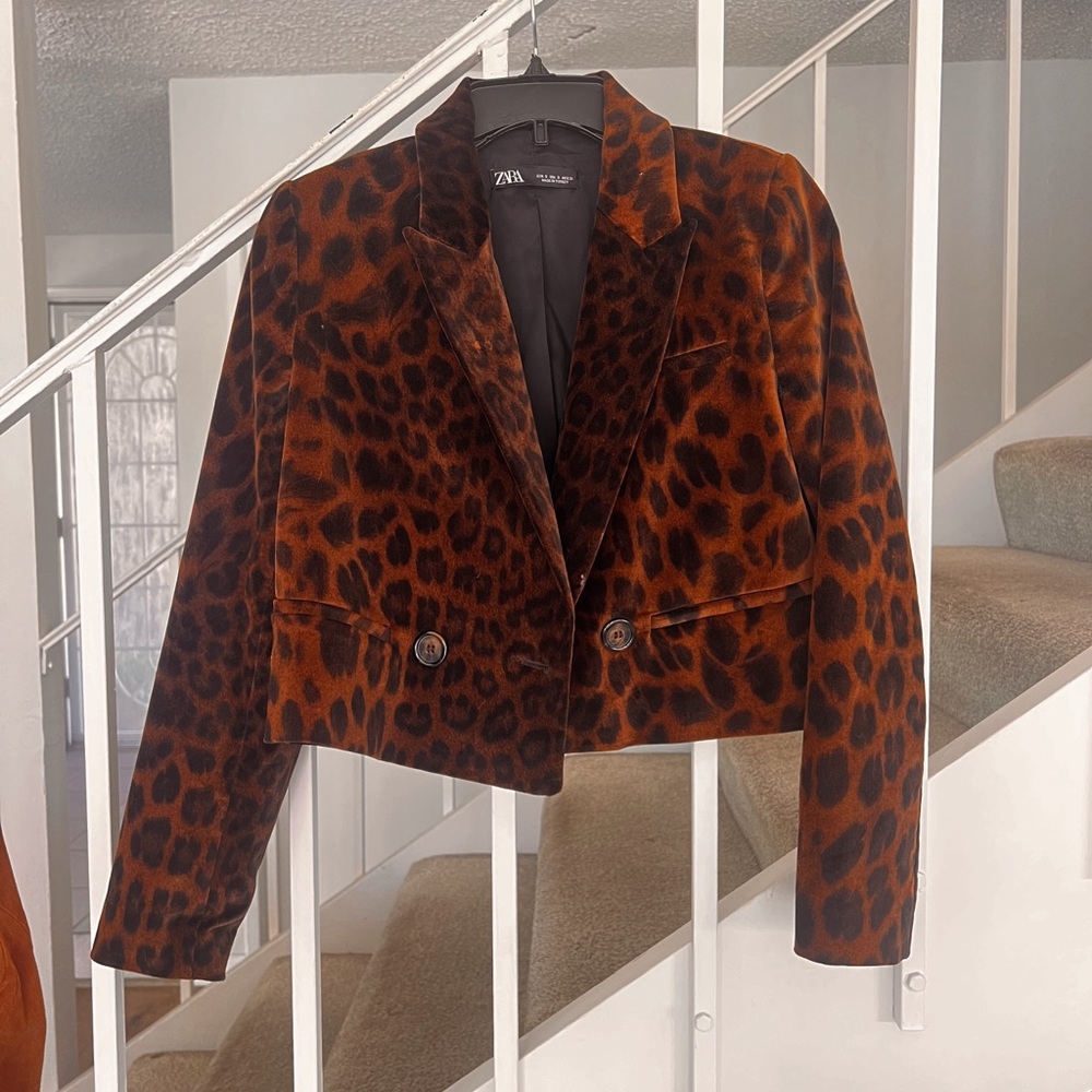 Zara Women's Leopard Blazer - Brown